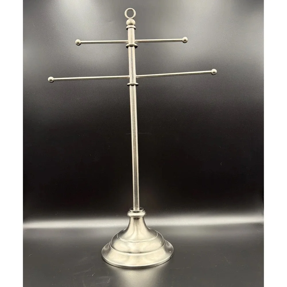 Pottery Barn Silver Brushed Nickel Jewelry Stand‎ 17.5